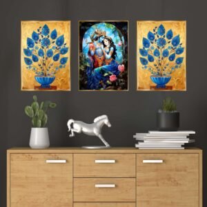 Set of Three Wall Paintings for Wall Dacoration Golden Framed Wall Paintings for Living Room & Bedroom Wall Art for Home Decoration & Office Wall Décor (18x12 inch CH-GD3-9)